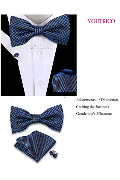 Youtrico طقم من 3 قطع من ربطات العنق والمنديل وأزرار الأكمام (صناعة يدوية) مناسب للحفلات والمناسبات والاحتفالات للرجال/النساء