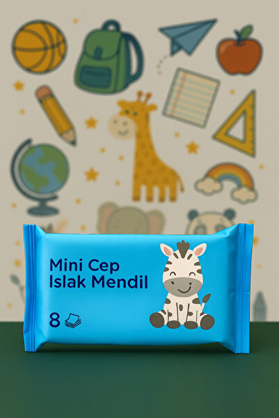 Tuppee Zebra Desenli Mini Islak Mendil 1 Adet • 8’li Cep Boy • Çocuklar İçin 🦓✨