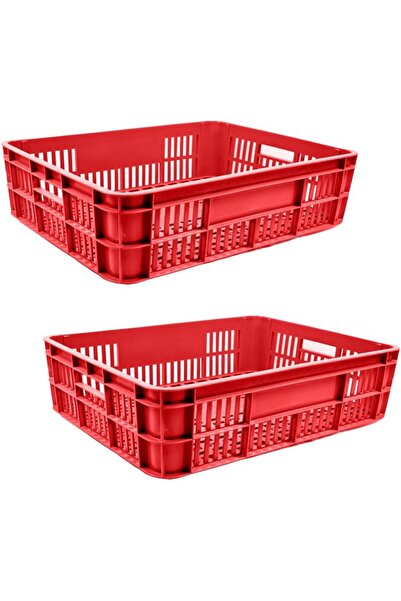 Ethic Solutions 2pcs Bakery Crate BC594517 Stackable Storage Box 590×450×170mm Red