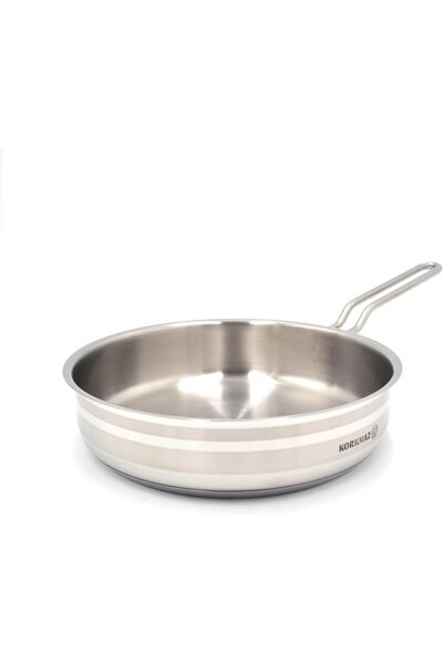 KORKMAZ Astra Frying Pan, 26 cm, 2 L, Stainless Steel, Silver