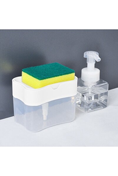 Flippy Flippy Dispenser, 2-in-1 Liquid Dishwashing Liquid Dispenser, 14 x 10.5 x 10 cm, 380 ml, White