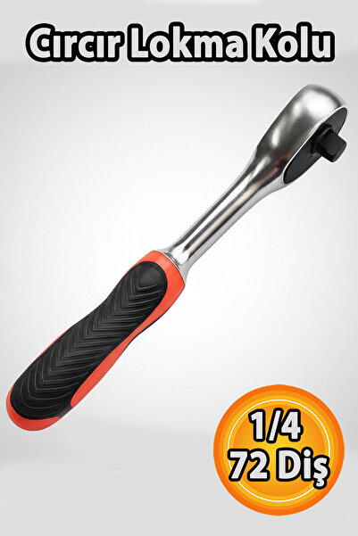 Badem10 Ručka nasadnog ključa sa čegrtaljkom, 72 zuba, 1/4, čvrsto telo, krom...