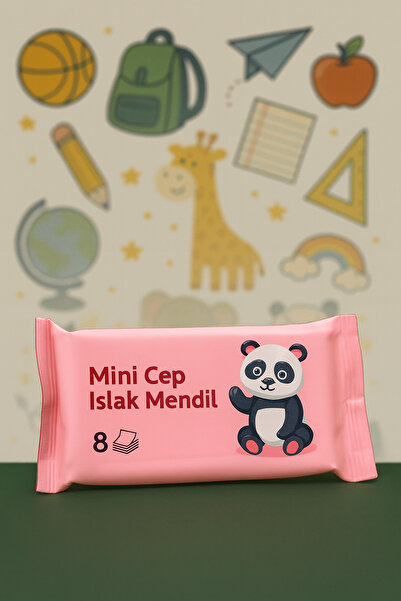 Tuppee Panda Desenli Mini Islak Mendil 1 Adet • 8’li Cep Boy • Çocuklar İçin 🐼✨