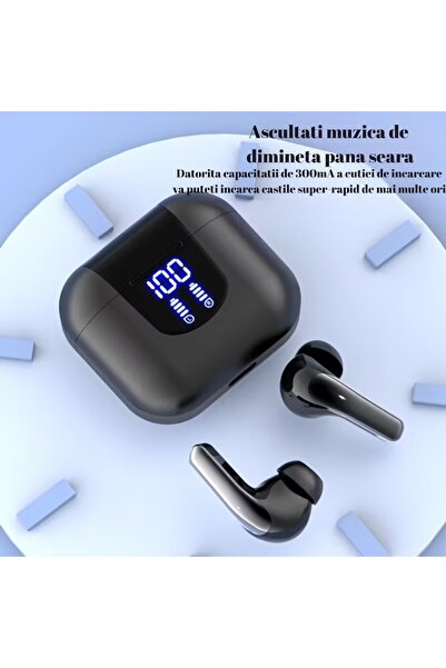 Tws Căști intraauriculare fără fir — izolare fonică, Bluetooth 5.4, microfon HD, control tactil, 300 mAh, afișaj digital