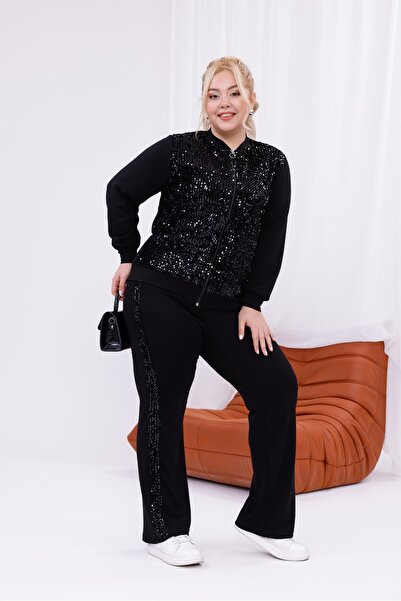 Siyezen Plus Size Sequin Embroidered Suit