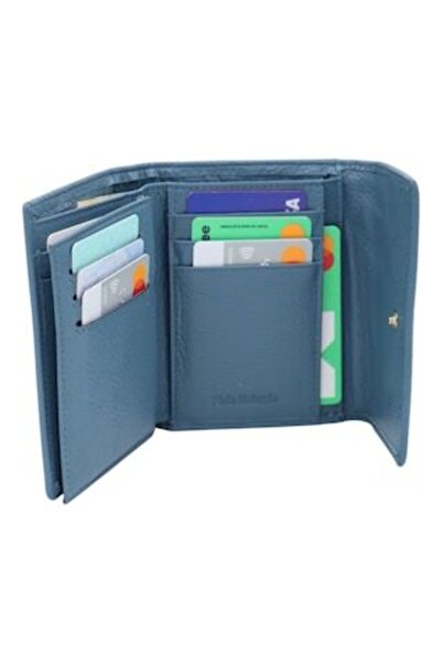 HASSION women's genuine leather wallet A16, light blue