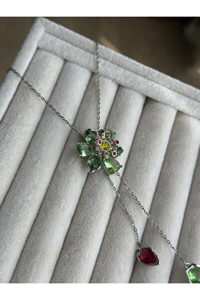 İREM YILDIZ Zarif Yeşil Zirkon Taşlı Sallantılı Kolye