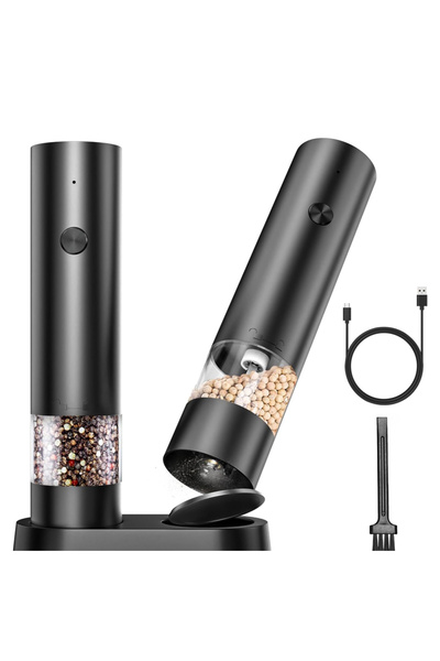 NEXTLY Rechargeable Electric Grinder Set with Stand - Adjustable Coarseness & USB-C Charging