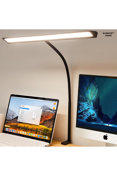 Elindor Lampă de birou ultra-lată ®, neagră cu LED, înălțime totală 66 cm, lă...