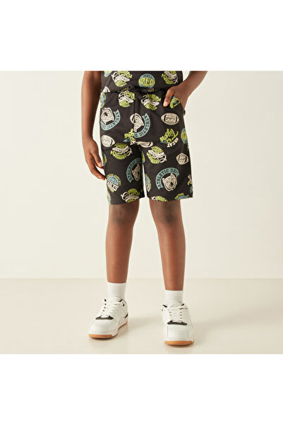 Juniors Varsity Print Shorts with Elasticated Drawstring and Pockets