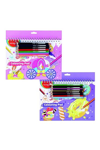 KEYROAD Комплект за оцветяване - Принцеси KR972519, 12 цветни молива, книжка ...