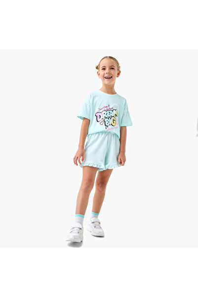 Juniors Solid Shorts with Elasticated Waistband and Frill Detail