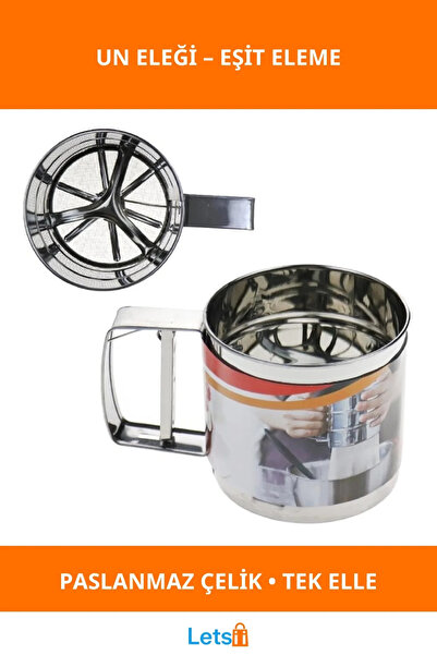 Letsii منخل دقيق مريح للاستخدام بيد واحدة مصنوع من الفولاذ المقاوم للصدأ