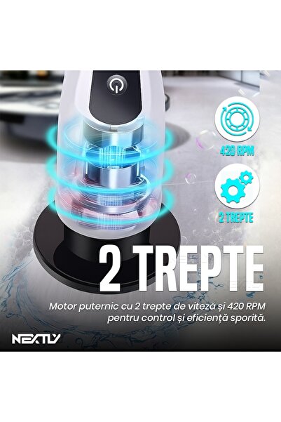 NEXTLY Extendable 9-in-1 Electric Brush, 1000mAh, 2-Speed, White, IPX7 Water Resistant