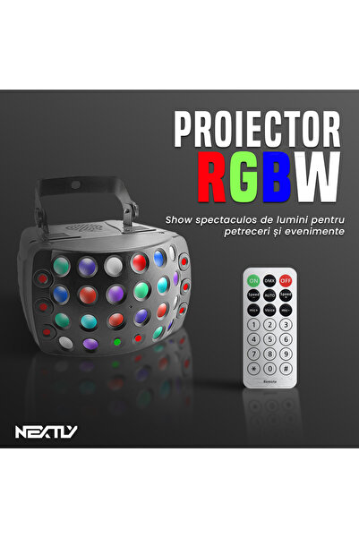 NEXTLY RGBW Laser Stage Light: Multi-Effect DJ Party Projector with Remote Control