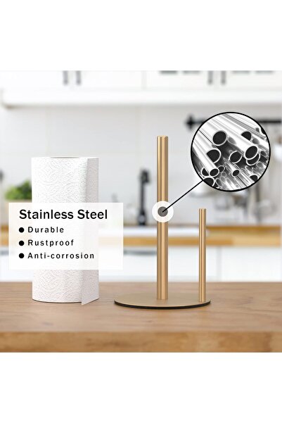 niffgaff Stainless Steel Paper Towel Holder with Heavy Base - Gold