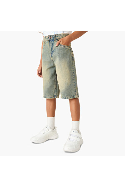 Juniors Denim Shorts with Button Closure and Pockets