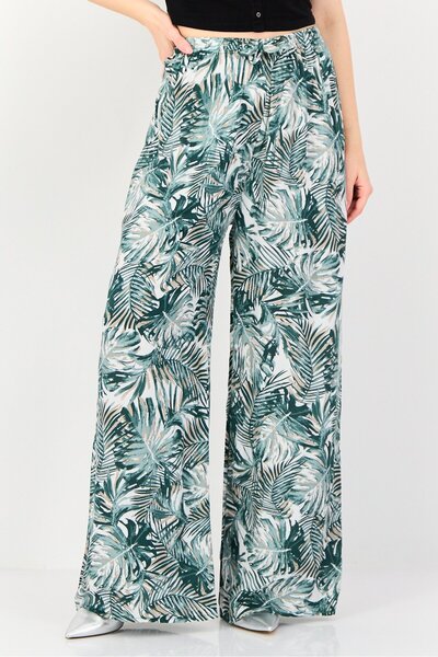 Happiness İstanbul Women Regular Fit Floral Print Palazzo Pants, Multicolor