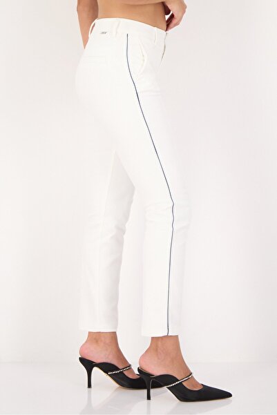 Reiko Women Cigarette Fit Solid Straight Leg Pants, White
