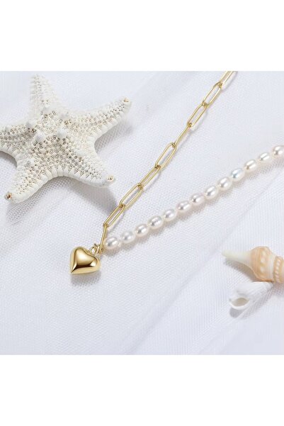 delis Αλυσίδα από ασήμι 925, JW1731, σχέδιο καρδιάς, επιχρυσωμένη