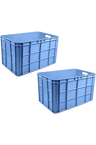 Ethic Solutions 2pcs Plastic Fish/Multipurpose Crate Box 600×400×350mm 67L Blue
