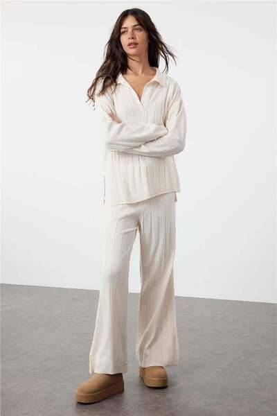 Fashion Friends Polo Collar Suit Stone