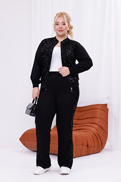 Siyezen Plus Size Sequin Embroidered Suit