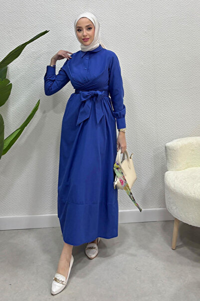 Tesettür Diyarı Γυναικείο πουκάμισο με γιακά με λεπτομέρεια φόρεμα