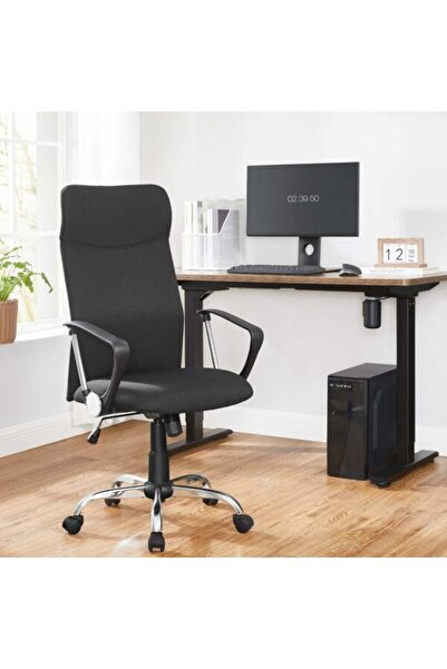 Optim Solution Scaun de birou ergonomic pentru sală de ședințe, pivotant, căptușit, înălțime reglabilă, rabatabil - negru