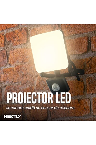 NEXTLY 50W LED Motion Sensor Outdoor Spotlight, 4000lm, IP44, 4000K Light, Black