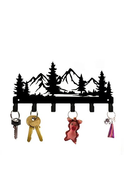 VENON Metal Black Forest Mountain Themed Decorative Letter Hanger Organizer Metal Key Holder Door Entry Hanger
