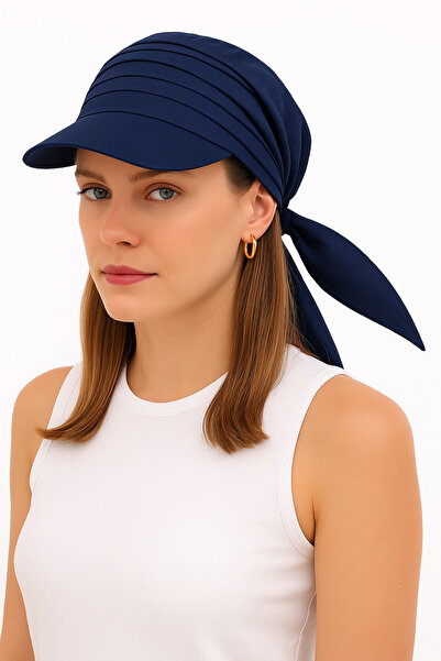 CapZone Kadın Bağlamalı Şapka | Bandanalı Yazlık Şapka Lacivert