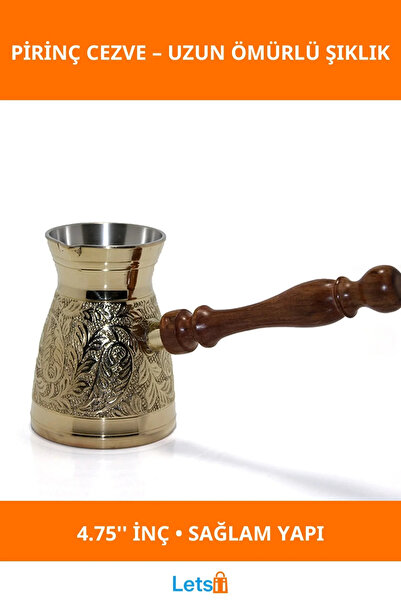 Letsii High Quality Brass Coffee Pot 4.75'' Inch Ergonomic Design Coffee Maki...
