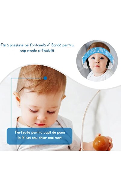 FoTehniq Baby EarMuffs Noise-Reducing Headband, 336 months, SNR 25 dB, White/Blue
