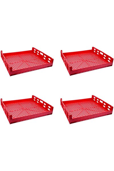 Ethic Solutions 4pcs Plastic Toast Crate Box 750×650×150mm 73L Heavy Duty Red