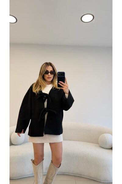 Şulenin Butiği BAĞLAMALI KAŞE CEKET SİYAH