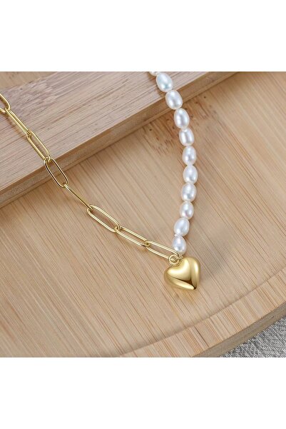 delis Αλυσίδα από ασήμι 925, JW1731, σχέδιο καρδιάς, επιχρυσωμένη