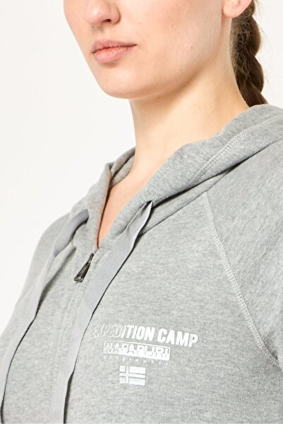 Napapijri Women Regular Fit Long Sleeve Brand Logo Hoodie, Heather Grey