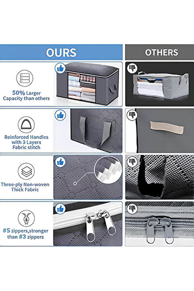 Generic Clothing Storage Box,1PCS Foldable Non-woven Fabric Closet Storage Bag ,With Transparent Window,Grey