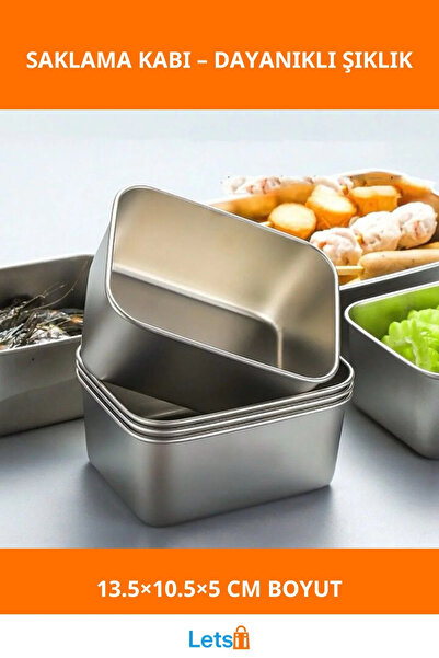 Letsii Paslanmaz Çelik Dayanıklı Koku Geçirmez Saklama Kabı 13.5 cm x 10.5 cm...