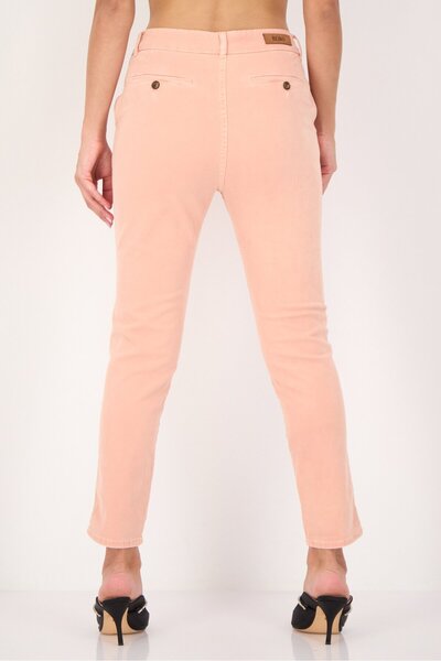 Reiko Women Tapered Fit Plain Chino Pants, Peach