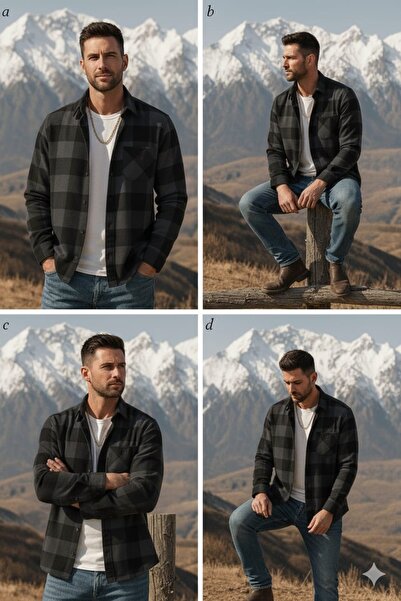 YNGMENCLASS Single Pocket Detail Carded Textured Cashmere Cotton Collar Buttoned Winter Woodcutter Shirt