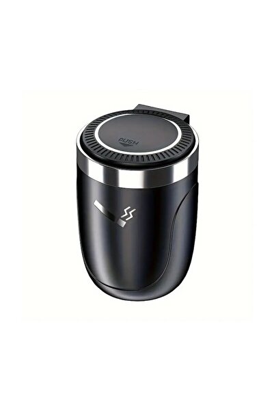 YBOSHOP Scrumieră auto LED cu capac push-open, anti-miros, portabilă, negru/a...