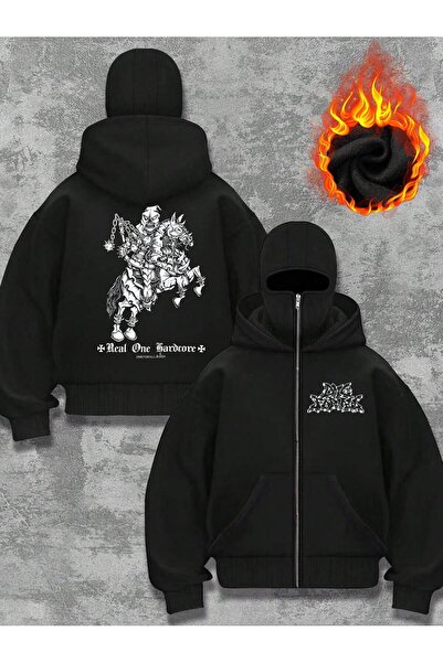 ZEMLİYA Μπαλακλάβα με κουκούλα διπλής στρώσης με στάμπα και μάσκα, Unisex, με...