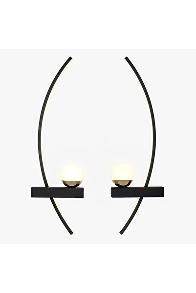 NEXTLY Set de aplice de perete Crescent, lumină caldă 3000K, 55 cm, negru, utilizare în interior, aplice cu LED dublu