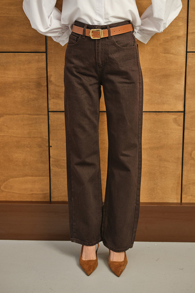 LOCCO Women's Pipe Piece Jeans Brown