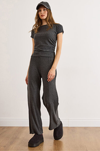 Olalook Women's Smoked Stitching Detailed Thessaloniki Soft Pants Pnt-19000374