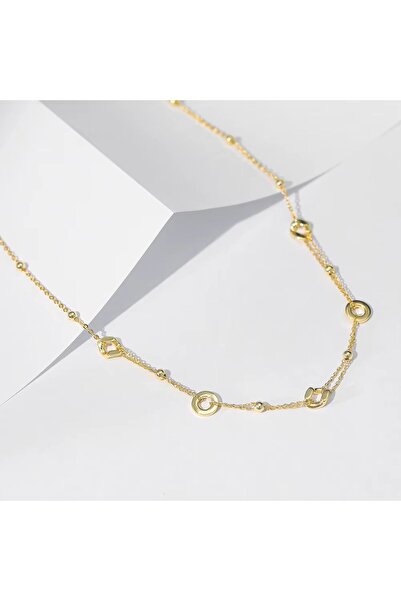 delis Αλυσίδα από ασήμι 925, JW1740, γεωμετρικό σχέδιο, επιχρυσωμένη