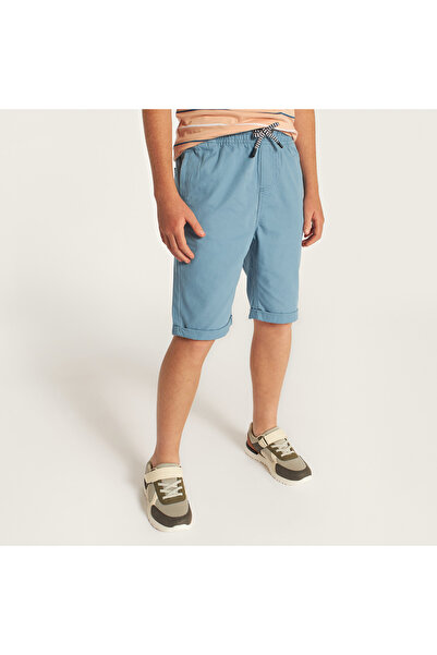 Juniors Solid Shorts with Drawstring Closure
