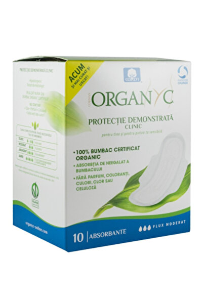 Organyc Absorbante intime din bumbac pentru zi, 10 bucati